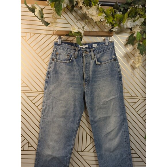 Re/Done Women' Jeans 70s Stove Pipe Straight Raw Hem Casual Classic Blue Size 27 - Picture 6 of 9